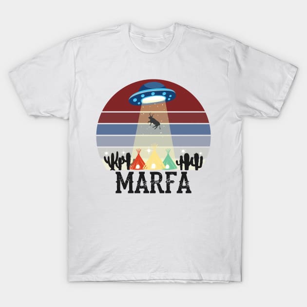 Marfa Texas Ghost Lights Festival UFO Cow Abduction T-Shirt by alltheprints